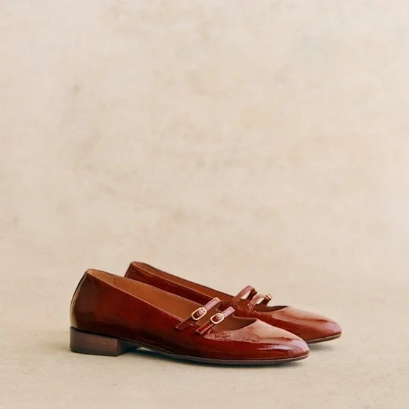 Sezane Ninon Low Ballerinas Patent Mahogany - Size 6,5 - Picture 2 of 9